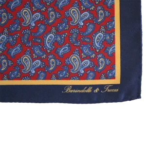 disegno paysly rosso navy pochette uomo