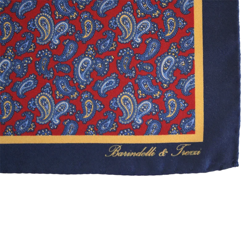 disegno paysly rosso navy pochette uomo