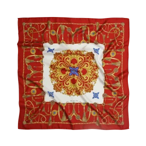 Foulard 90x90 in seta rosso rubino con fantasia Marina Classica