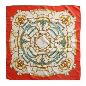 Foulard 90x90 in Seta Anelli e Corde Corallo FCB28 foulard 90x90 in seta con fantasia anelli e corde e bordo corallo