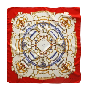 Foulard 90x90 in Seta Anelli e Corde Rosso FCB26 foulard 90x90 in seta rosso con disegno di anelli e corde