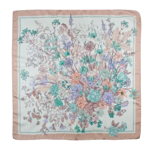 Foulard 90x90 Fiori Botanici Rosa Cipria FIA16 foulard 90x90 in seta con fiori e bordo rosa cipria