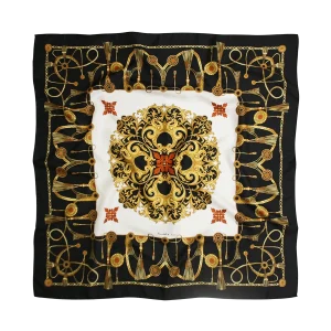 Foulard 90x90 in seta nera con fantasia Marina Classica Made in Italy