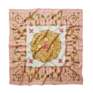 Foulard 90x90 in seta fantasia Marina Classica rosa cipria Made in Italy