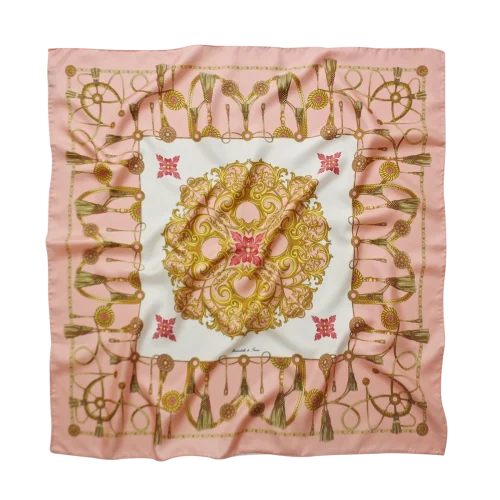 Foulard 90x90 in seta fantasia Marina Classica rosa cipria Made in Italy
