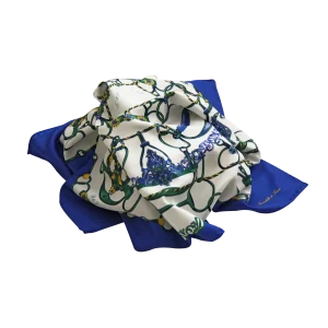 Foulard Donna in Seta Blu e Verde FCB3 foulard da donna in seta blu e verde disposto in morbide pieghe