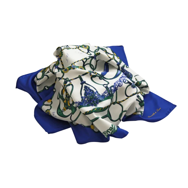 Foulard Donna in Seta Blu e Verde FCB3 foulard da donna in seta blu e verde disposto in morbide pieghe