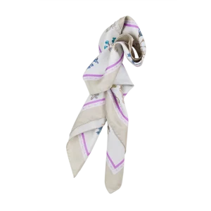 foulard da donna in seta beige chiaro piegato per il collo
