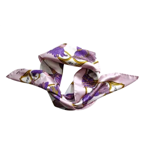 Foulard Rosa Cipria e Lilla Annodato FCB18 foulard donna in seta rosa cipria e lilla indossato annodato