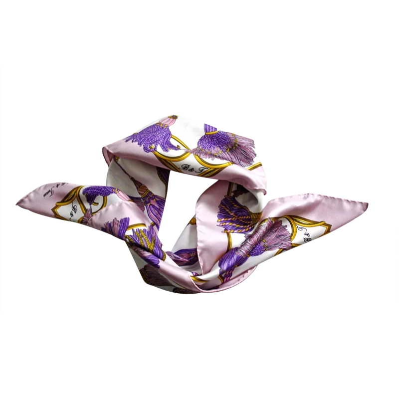 Foulard Rosa Cipria e Lilla Annodato FCB18 foulard donna in seta rosa cipria e lilla indossato annodato