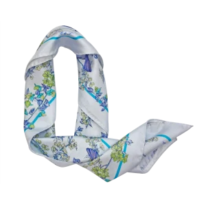 Foulard in Seta Blu e Verde Annodato FF03 foulard da donna in seta blu e verde annodato al collo
