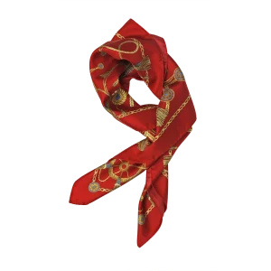 Foulard in seta rosso rubino annodato con fantasia Marina Classica