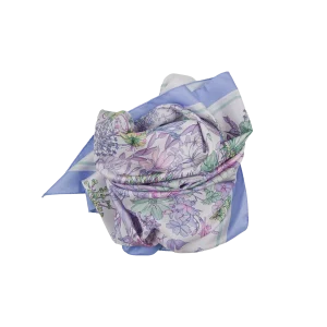 Foulard Quadrato in Seta Lilla Glicine FIA15 foulard quadrato in seta lilla glicine con fantasia floreale
