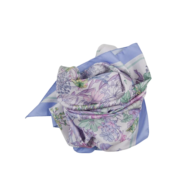 Foulard Quadrato in Seta Lilla Glicine FIA15 foulard quadrato in seta lilla glicine con fantasia floreale