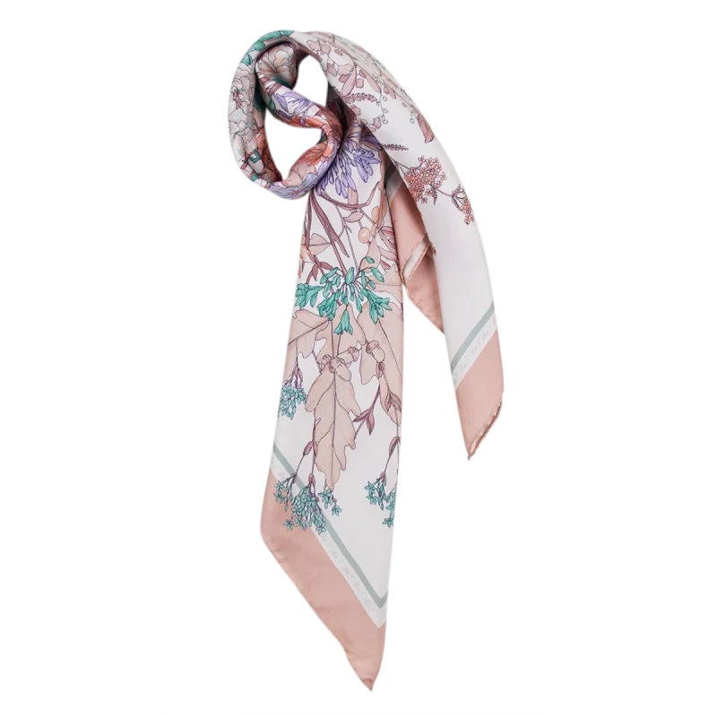 Foulard Quadrato in Seta Rosa Cipria FIA16 foulard quadrato in seta rosa cipria annodato