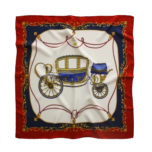 foulard in seta con carrozza imperiale su fondo avorio e bordo rosso classico