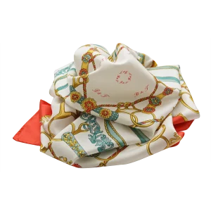 Foulard in Seta Anelli e Corde Corallo Drappeggiato FCB28 foulard da donna in seta corallo drappeggiato con fantasia anelli e corde