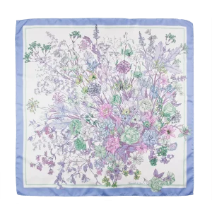 foulard 90x90 in seta lilla glicine con fantasia floreale