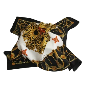 Foulard in seta nero annodato con fantasia Marina Classica