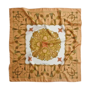 Foulard 90x90 in seta rosa antico con fantasia marina classica Made in Italy