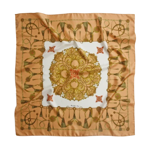Foulard 90x90 in seta rosa antico con fantasia marina classica Made in Italy