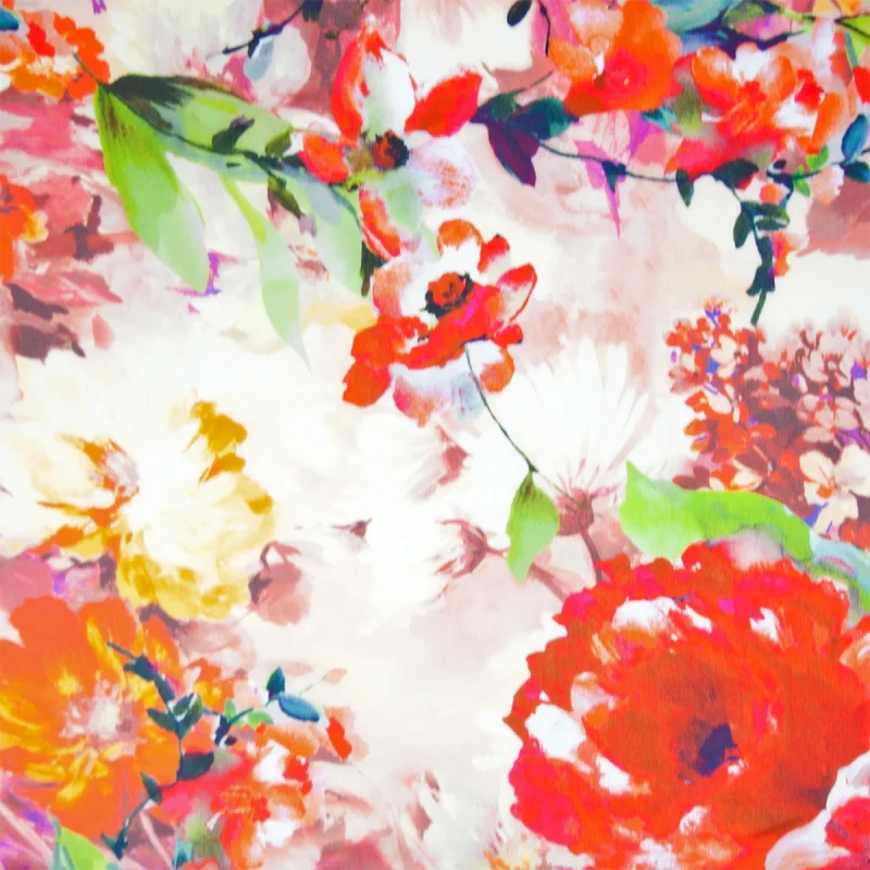 ingrandimento disegno fiori pittorici arancio
