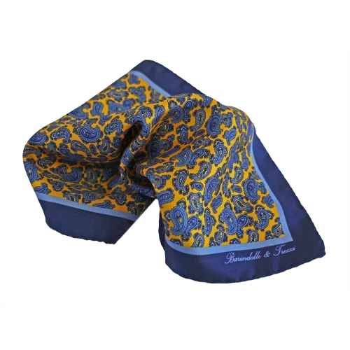 pochette morbida disegno paisly giallo azzurro