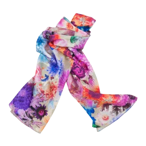 sciarpa fiori fotografici multicolori piegata