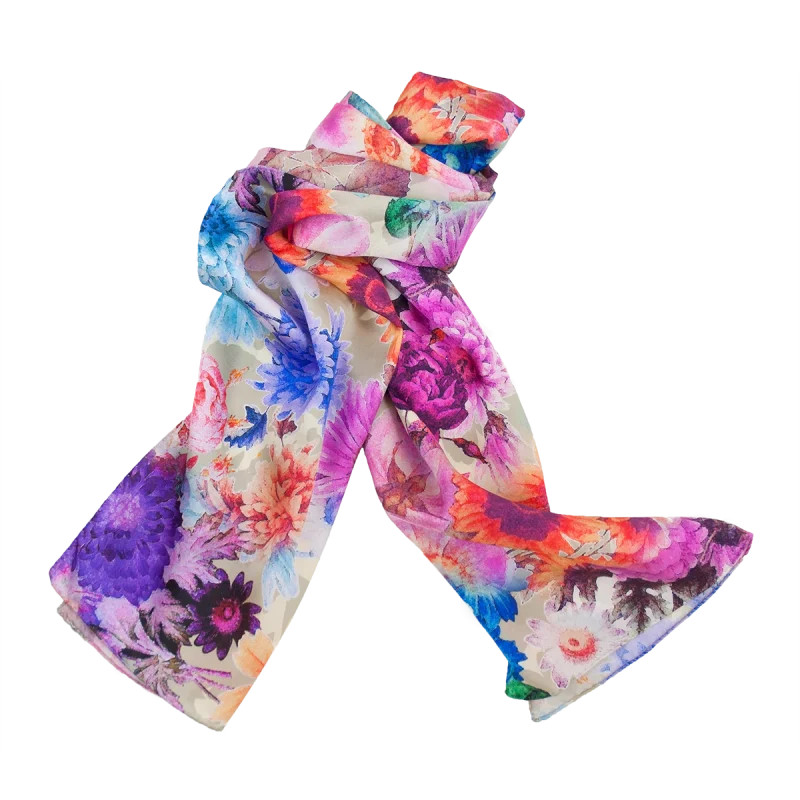sciarpa fiori fotografici multicolori piegata