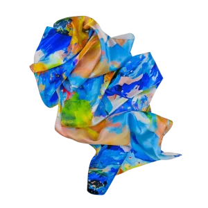 sciarpa macchie blu gialle piegata