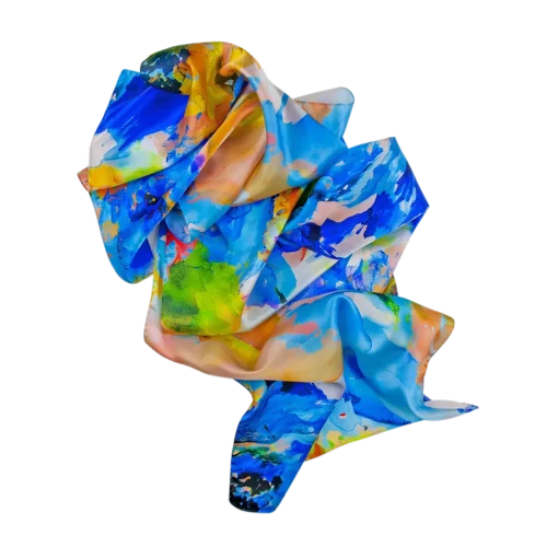 sciarpa macchie blu gialle piegata