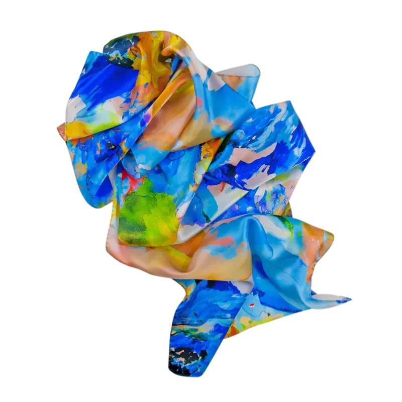 sciarpa macchie blu gialle piegata