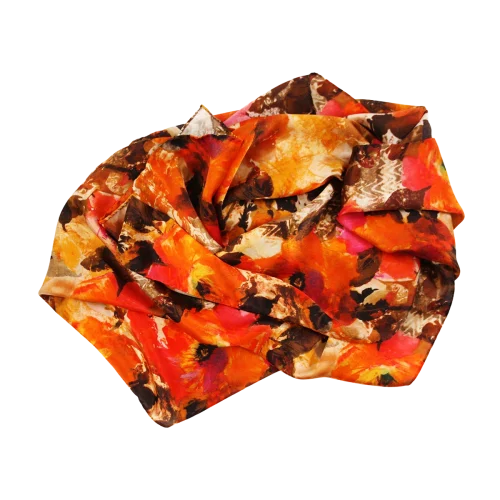 sciarpa seta camelie arancio fucsia cacao avorio