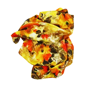 sciarpa seta camelie giallo oro arancio oliva avorio