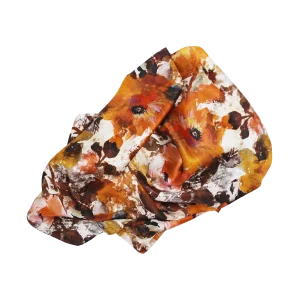 sciarpa fiori camelie rame cacao miele avorio