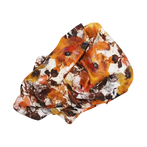 sciarpa fiori camelie rame cacao miele avorio