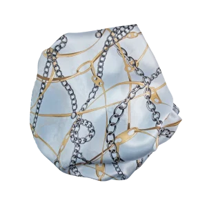 sciarpa seta morbida catene azzurro oro