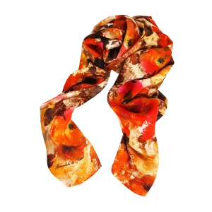 sciarpa seta camelie arancio fucsia cacao avorio