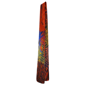 sciarpa seta fiori stilizzati concentrici arancio appesa