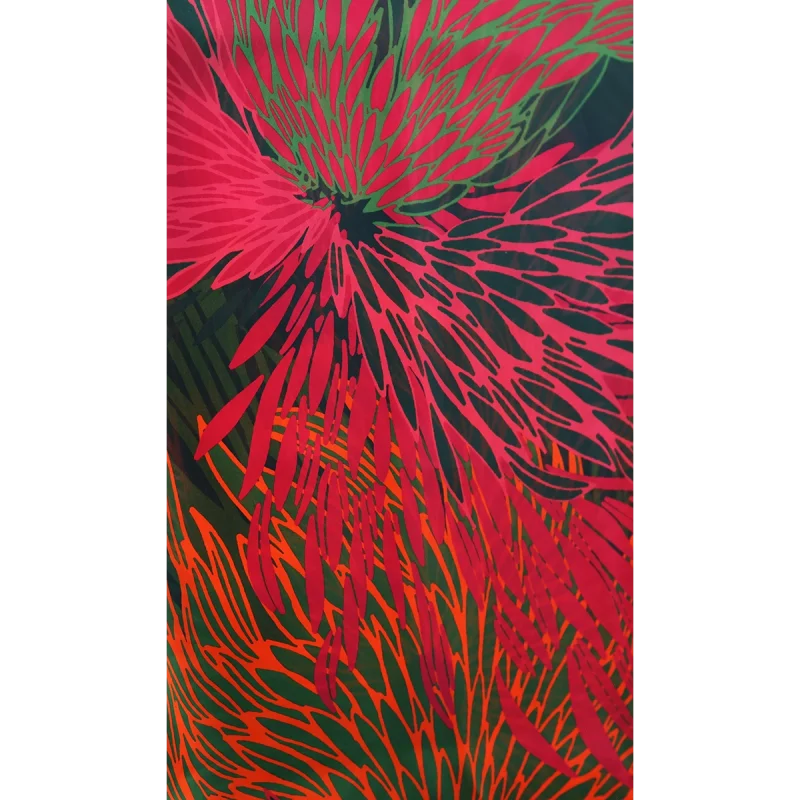 sciarpa seta donna fantasia fiore radiale ingrandimento disegno