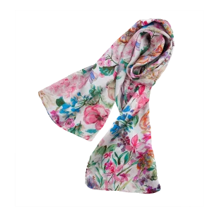 sciarpa seta fiori campo rosa piegata