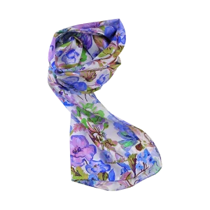 sciarpa arrotolata fantasia fiori campo lilla