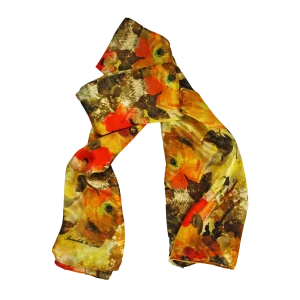 sciarpa seta camelie giallo oro arancio oliva avorio