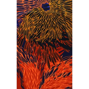 Ingrandimento fantasia sciarpa seta fiore stilizzato arancio