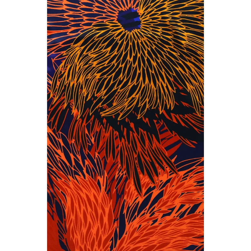 Ingrandimento fantasia sciarpa seta fiore stilizzato arancio