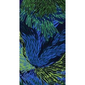 ingrandimento disegno fiori stilizzati concentrici blu