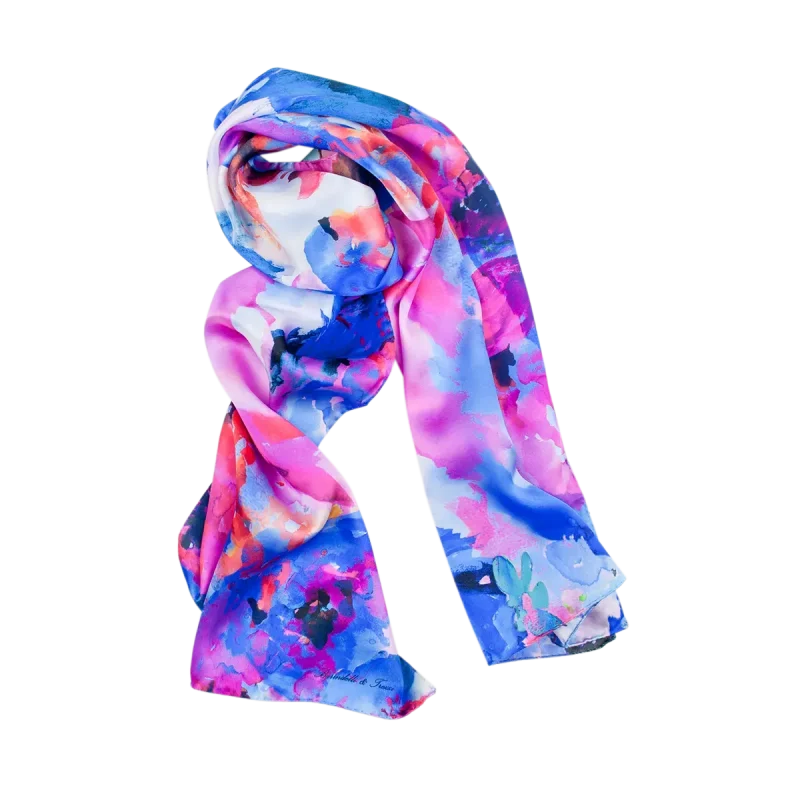 sciarpa machcie blu rosa arrotolata