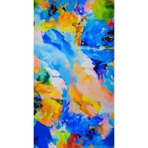 sciarpa macchie blu giallo distesa