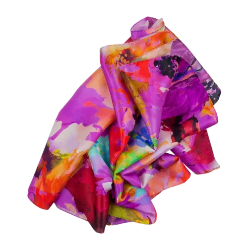 sciarpa seta macchie rosa piegata