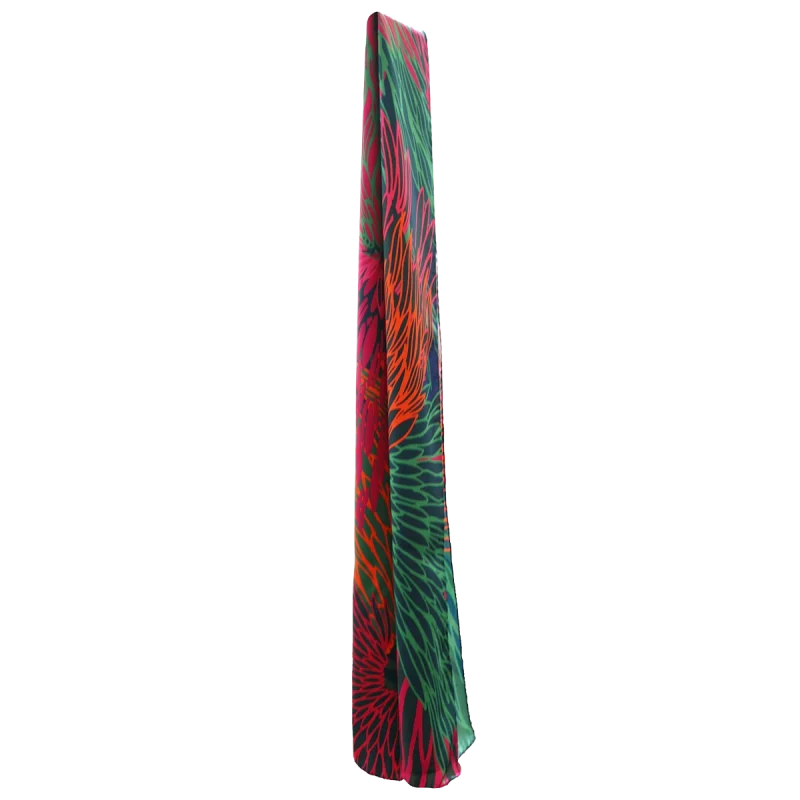 sciarpa seta donna fiore radiale fucsia verde rosso arancio